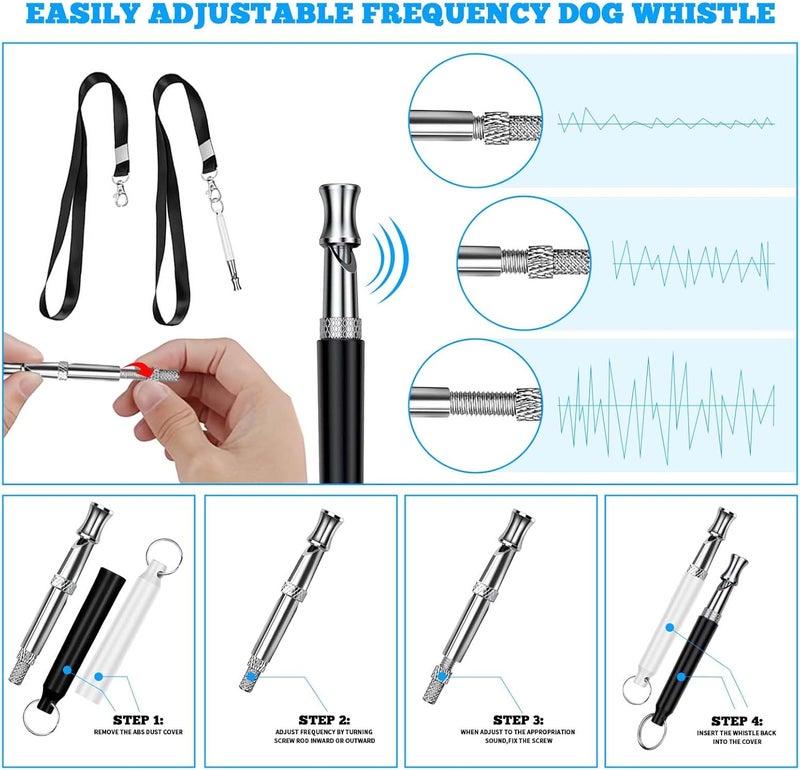 BADAO 2 PCS Dog Whistles,Professional Recall Dog Training Whistle with Lanyard,Adjustable Ultrasonic Silent Dog Recall Whistles,Dog Whistle to Stop Barking Neighbors Dog,Dog Barking Stopper (Black+White) - Image 4